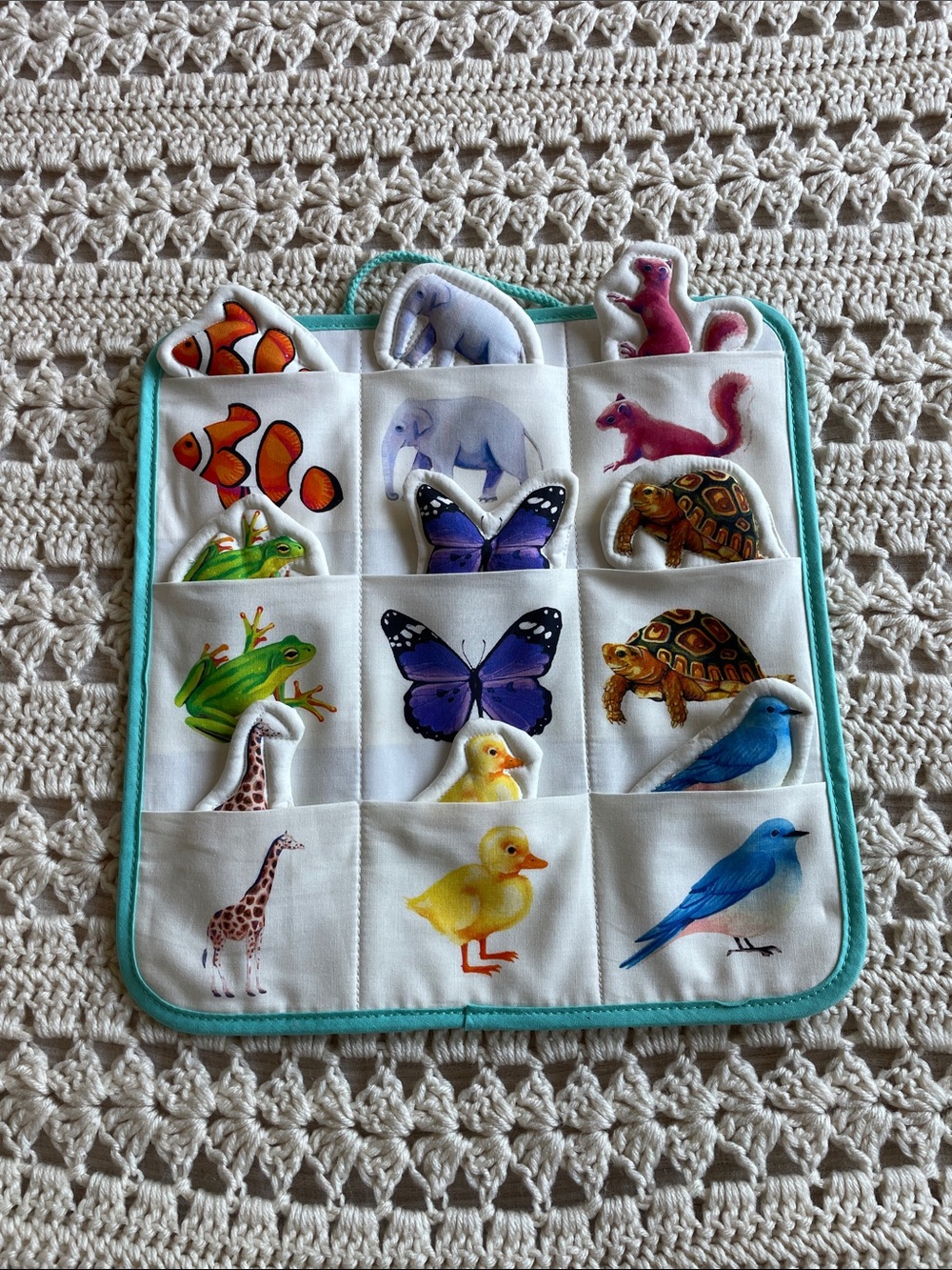 Interactive Animal Matching Pocket Board - Teal Trim